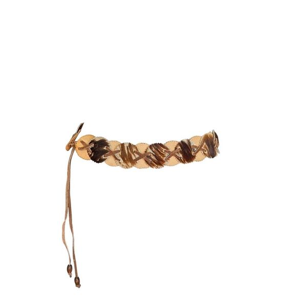 70s vintage fur and leather belt main image 5